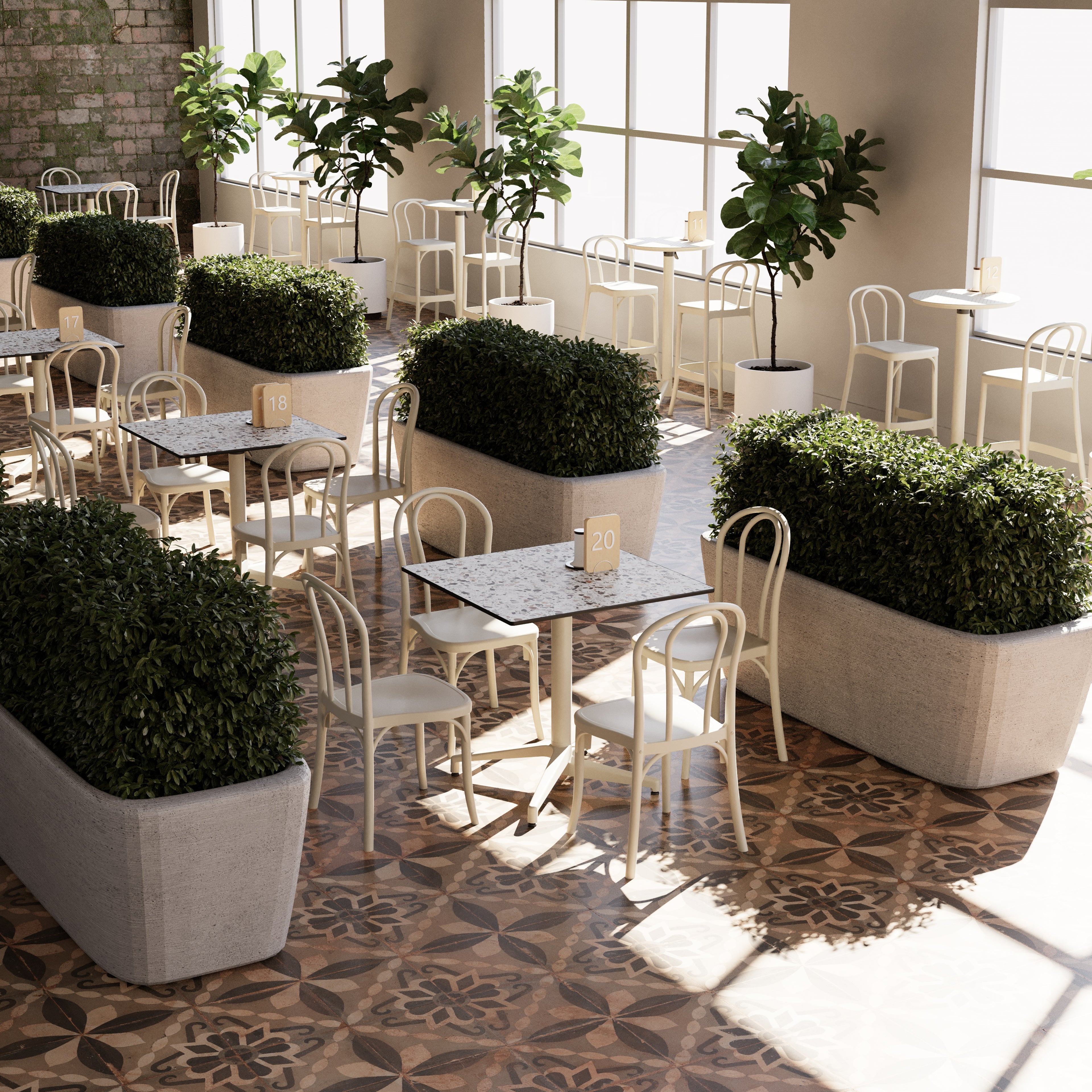 Mesa Moon-C 77x77 Plegable Mármol Blanco Base Blanca