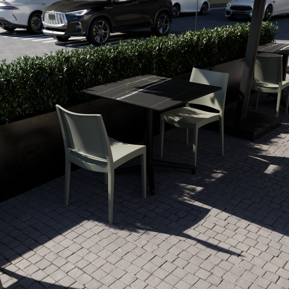 Mesa Moon-C 69x69 Fija Terrazzo 3 Base Negra