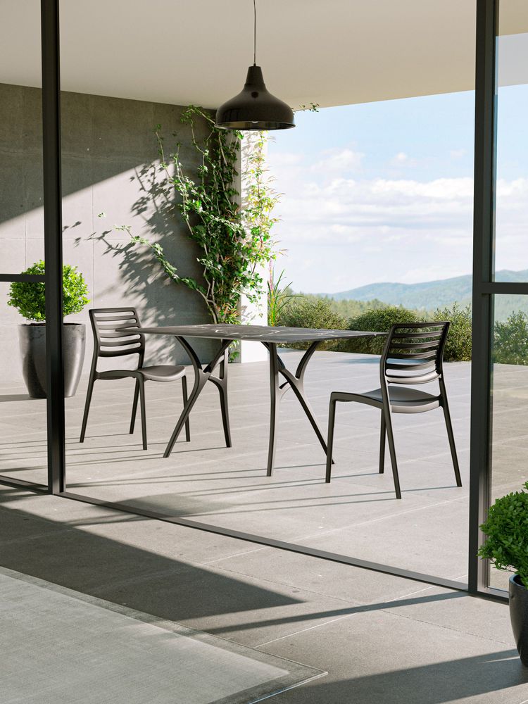 Mesa Ivy L 1.40 x 80 Mármol Negro Base Taupe