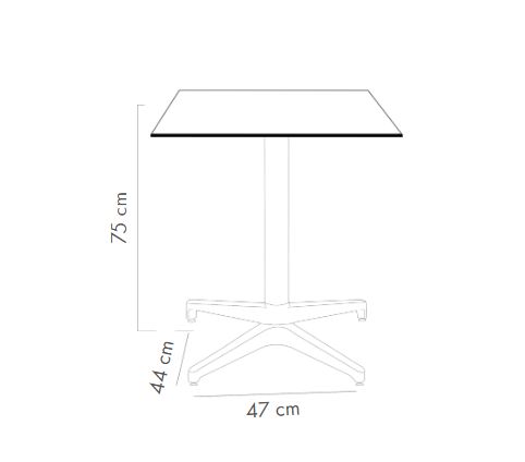 Mesa Moon-C 69x69 Fija Terrazzo 3 Base Negra