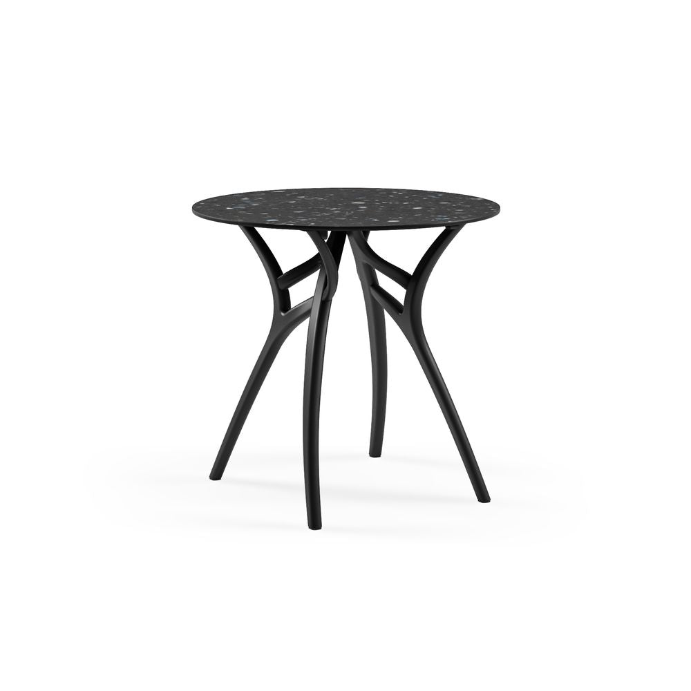 Mesa Ivy Redonda 77Ø Terrazzo 3 Base Negra