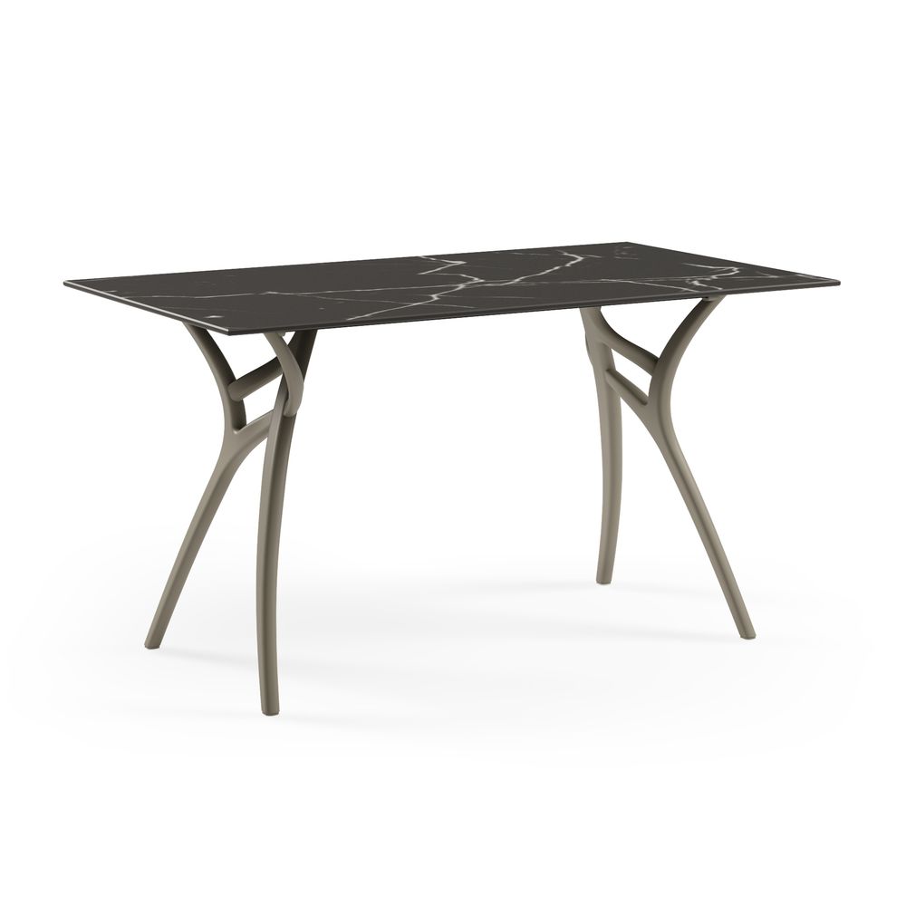 Mesa Ivy L 1.40 x 80 Mármol Negro Base Taupe