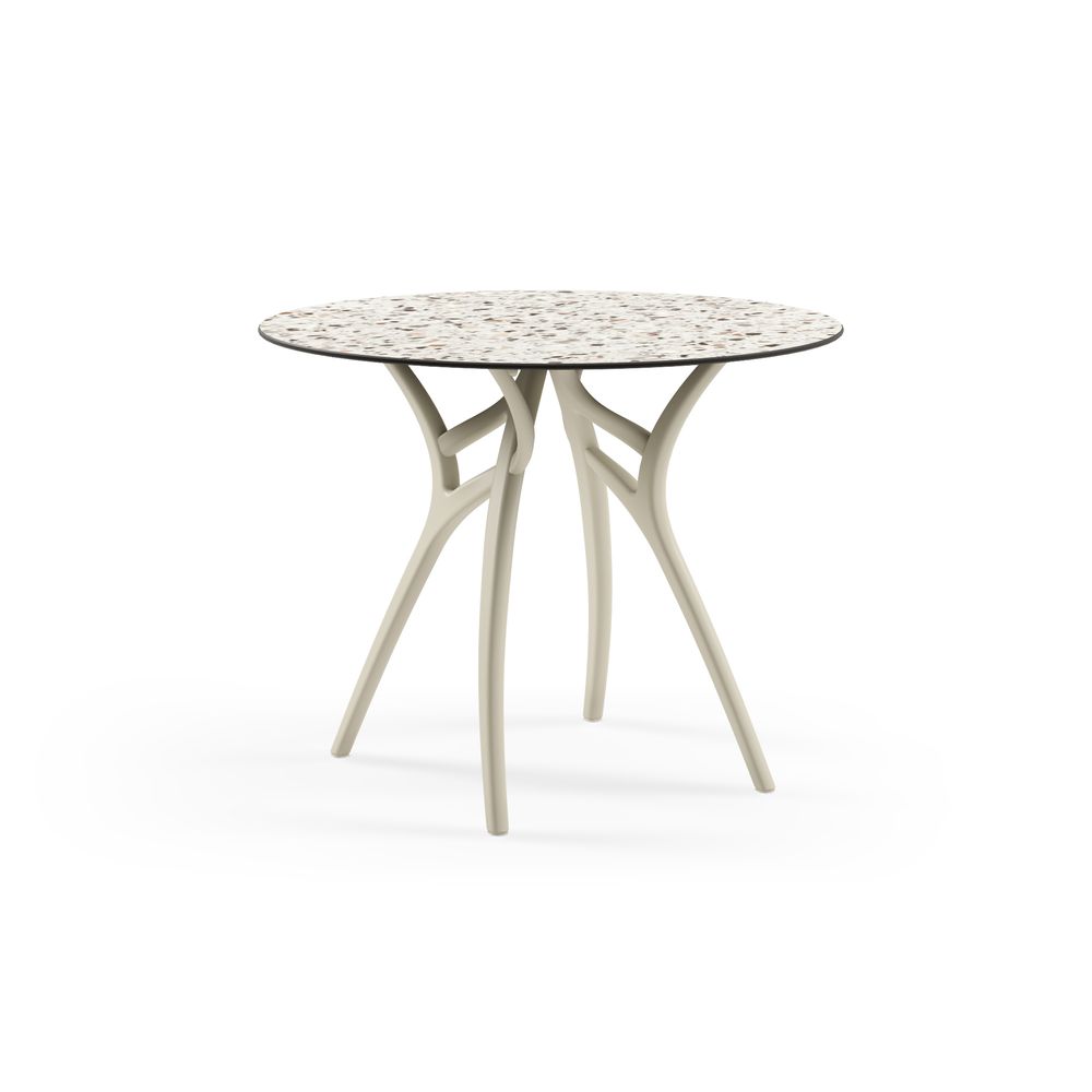 Mesa Ivy Redonda 90Ø Terrazzo 2 Base Beige