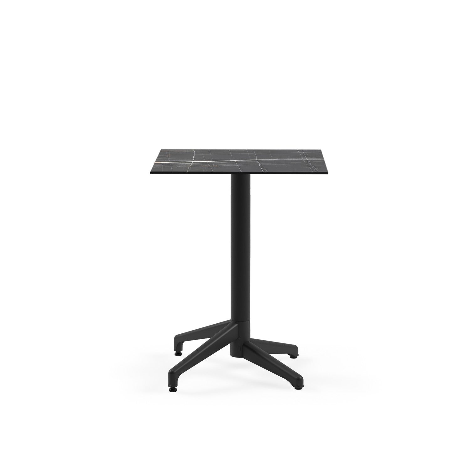 Mesa Moon-C 60x60 Fija Mármol Negro Base Negra