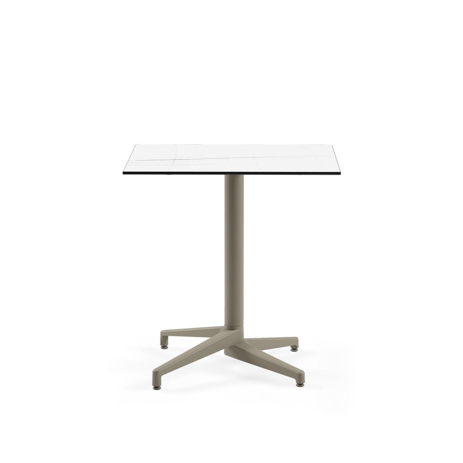 Mesa Moon-C 77x77 Fija Mármol Blanco Base Taupe