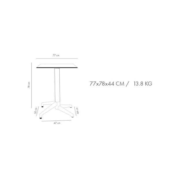 Mesa Moon-C 77x77 Fija Mármol Blanco Base Negra