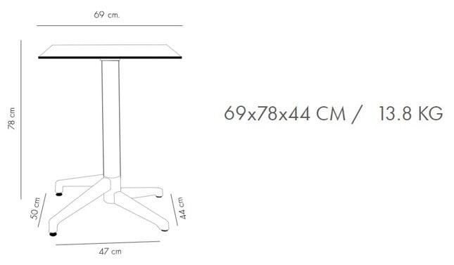 Mesa Moon-C 69x69 Plegable Mármol Blanca Base Blanca