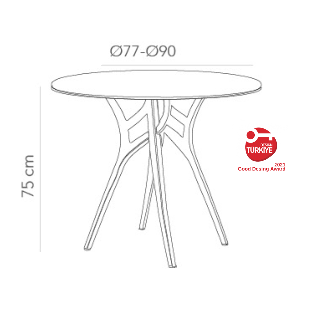 Mesa Ivy Redonda 77Ø Terrazzo 3 Base Negra