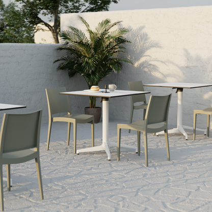 Mesa Moon-C 77x77 Fija Terrazzo 2 Base Negra