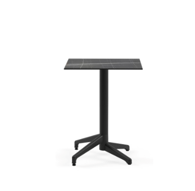 Mesa Moon-C 60x60 Fija Mármol Negra Base Negra