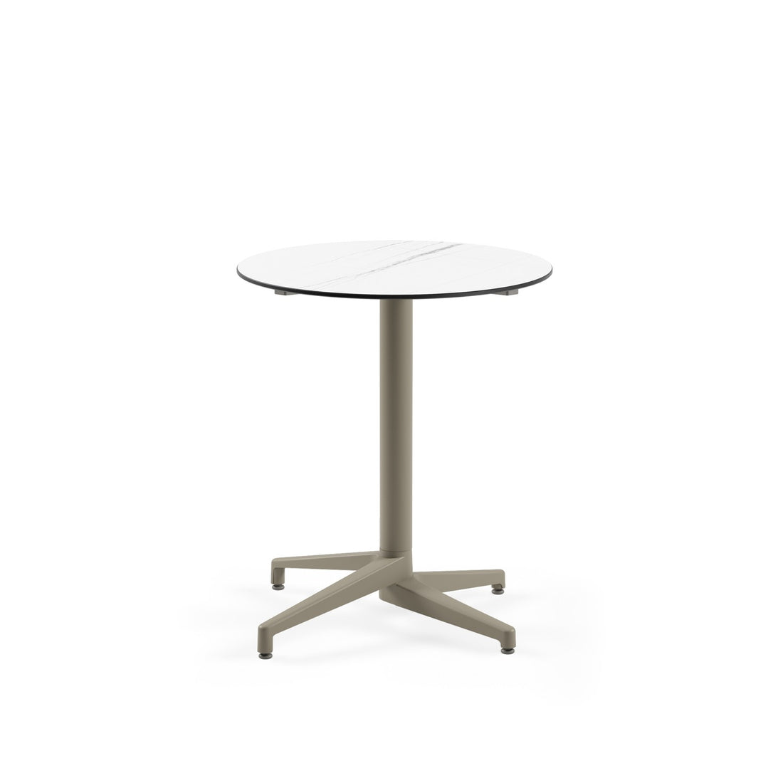 Mesa Moon-C 70Ø Redonda Fija Mármol Blanco Base Taupe