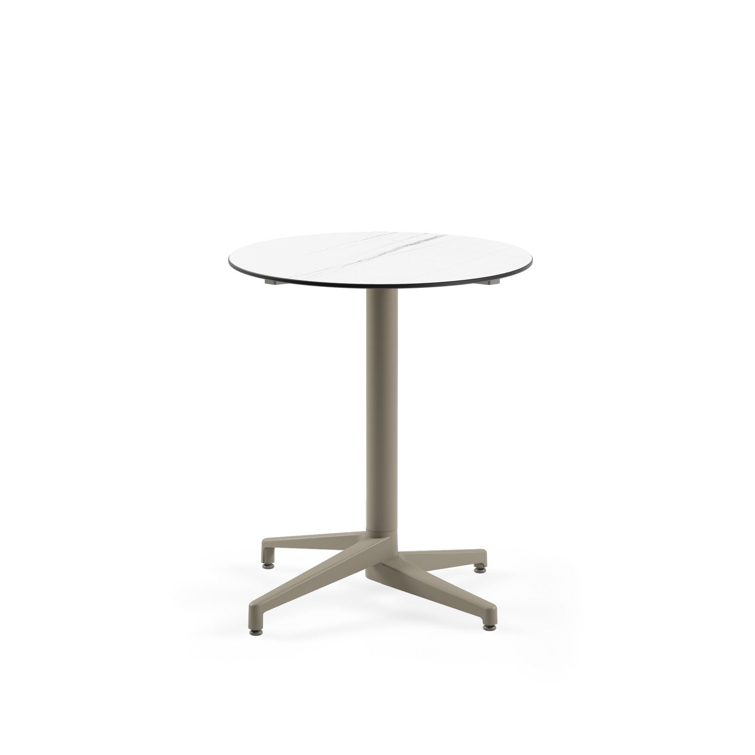 Mesa Moon-C 70Ø Redonda Fija Mármol Blanco Base Taupe