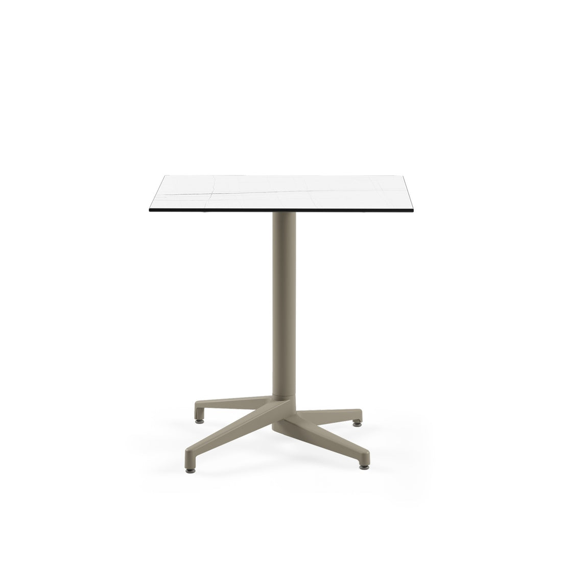 Mesa Moon-C 77x77 Fija Mármol Blanco Base Taupe