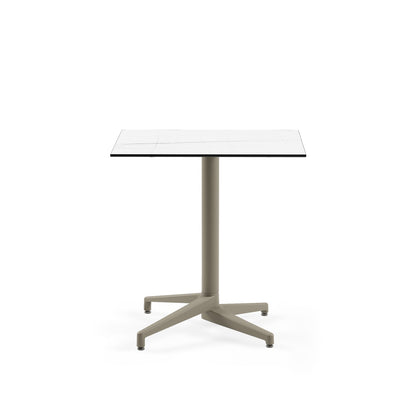 Mesa Moon-C 77x77 Fija Mármol Blanco Base Taupe