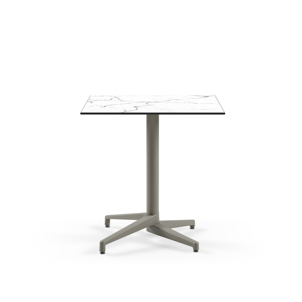 Mesa Moon-C 60x60 Fija Mármol Blanco Base Taupe