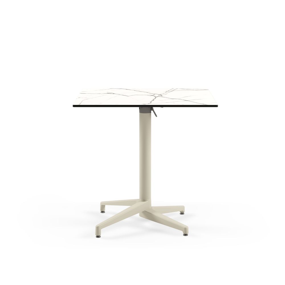 Mesa Moon-C 77x77 Fija Mármol Blanco Base Taupe