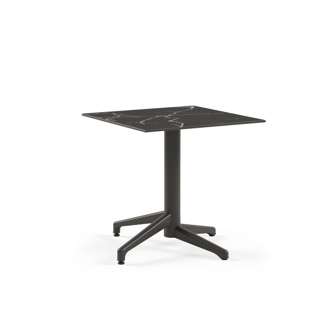 Mesa Moon-C 77x77 Fija Mármol Negro Base Negra