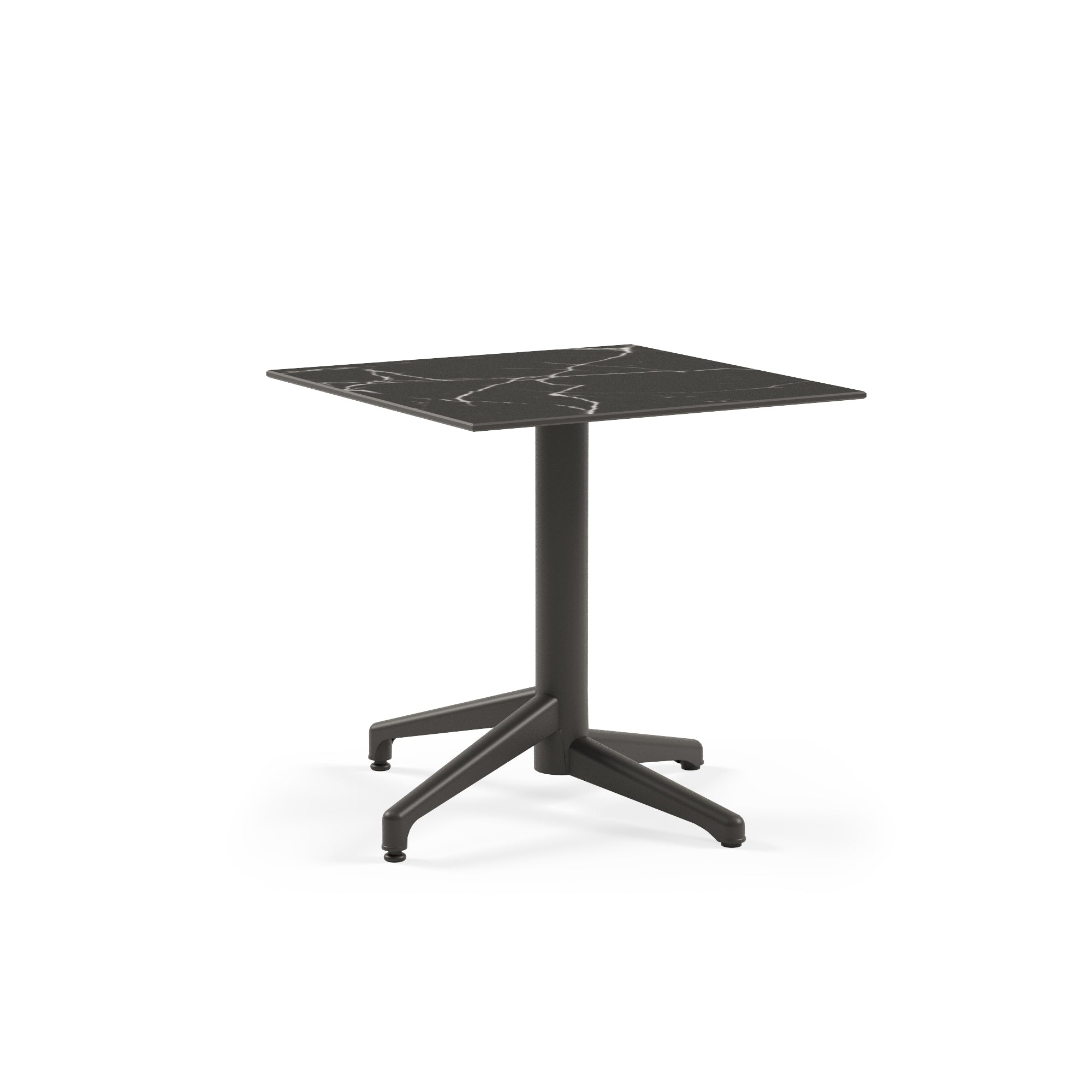 Mesa Moon-C 77x77 Fija Mármol Negro Base Negra