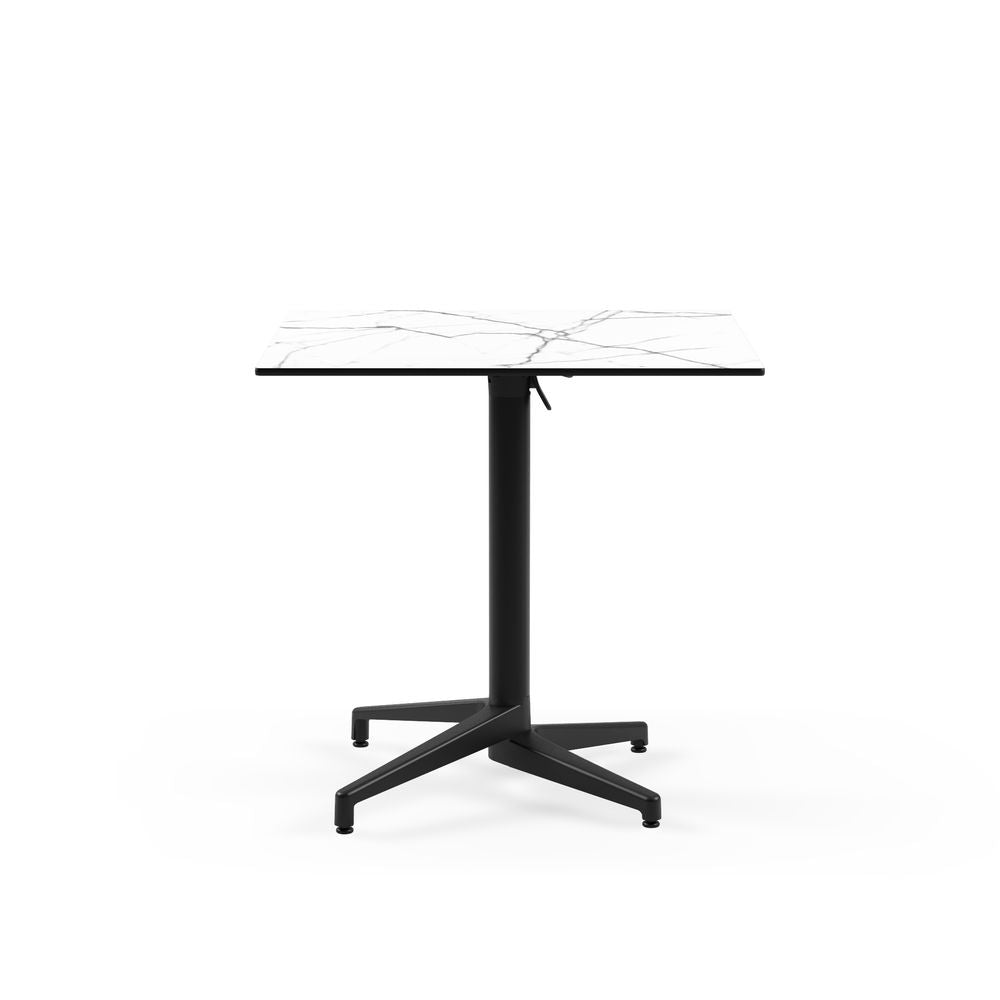 Mesa Moon-C 77x77 Fija Mármol Blanco Base Negra