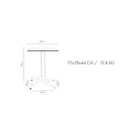 Mesa Moon-C 77x77 Plegable Mármol Blanco Base Blanca