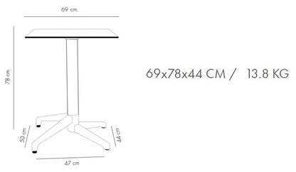 Mesa Moon-C 69x69 Plegable Mármol Blanca Base Blanca