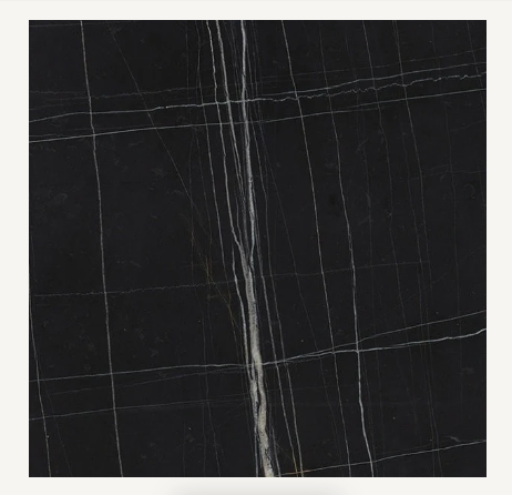 Mesa Moon-C 60x60 Fija Mármol Mármol Negro Base Negra